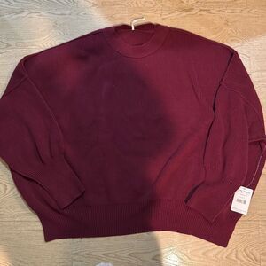 NWT Free People Easy Street pomegranate Oversized Sweater Size L